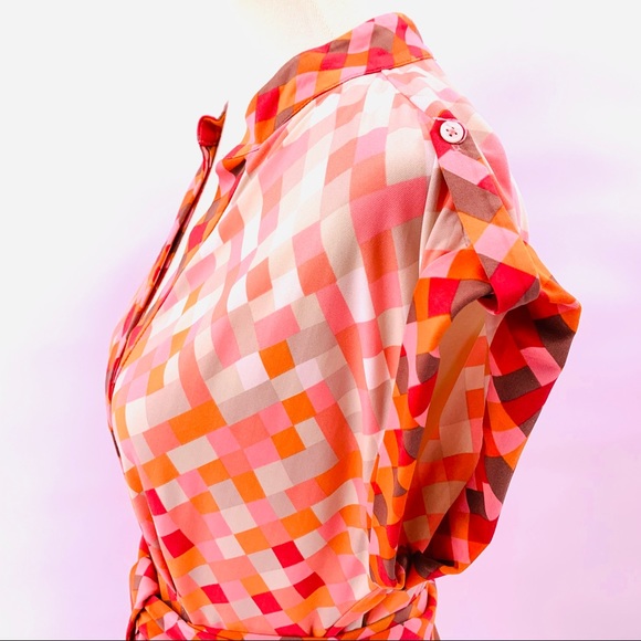 BCBG Max Azria Orange Diamond Print Ombré Dress - Picture 5 of 8